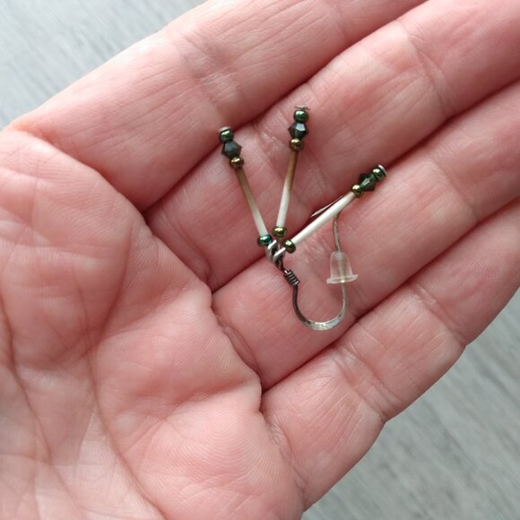 Beaded Quill Earrings 925 Sterling Silver Hooks - Picture 5 of 10